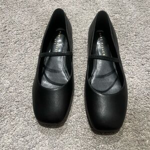 Marc Fisher Black Mary Jane Square Toe Flats